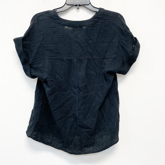 Isabel Maternity Women's Black Short Sleeve V Neck Gauze Blouse Size XS - Picture 3 of 6